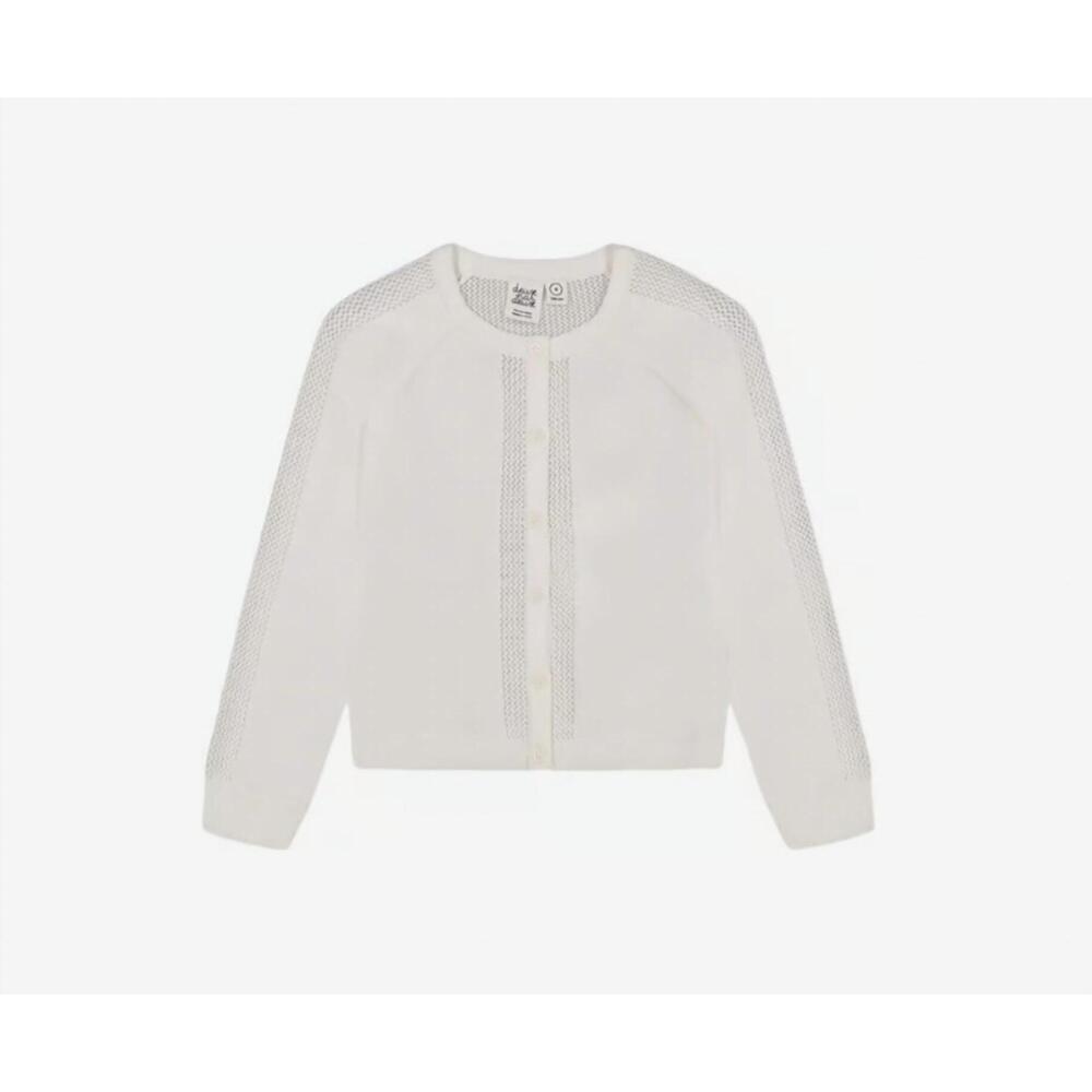 NEW DEUX PAR DEUX girl's knit cardigan in off white